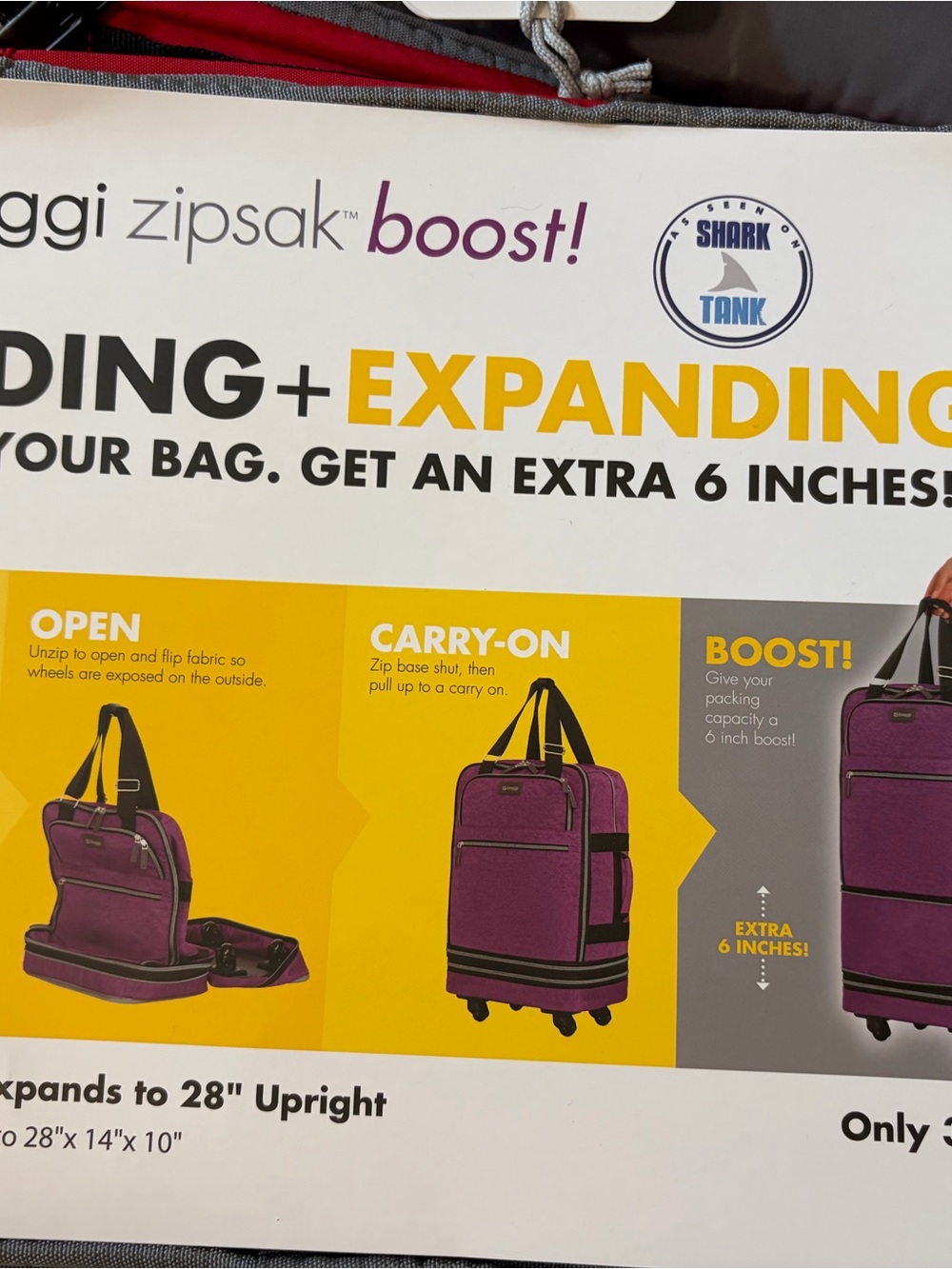 Biaggi Red Rolling Carryon Duffel Bag Zipsack Boost - Picture 2 of 12